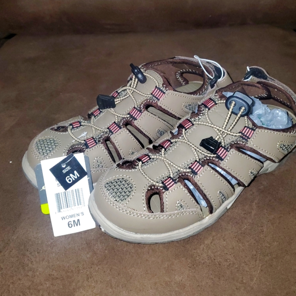Eddie Bauer Blakely Brown Leather Sport Sandals Womens Size 6